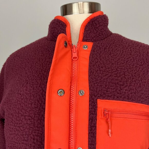 Title Nine Womens Annapurna Reversible Fleece Zip Jacket Burgundy Gray size XS - Picture 4 of 16